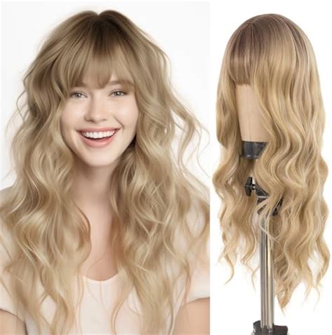 Amazon XIXIBI Blonde Wigs For Women Long Ombre Blonde Wavy Wig With Dark Roots 26 Inch