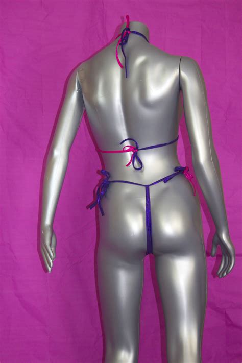 Purple And Pink Metallic Bikini And G String Swimsuit Etsy Canada