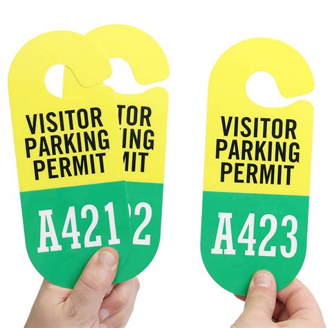 Visitor Parking Permit Hang Tag Sequentially Numbered Sku Pp 0176