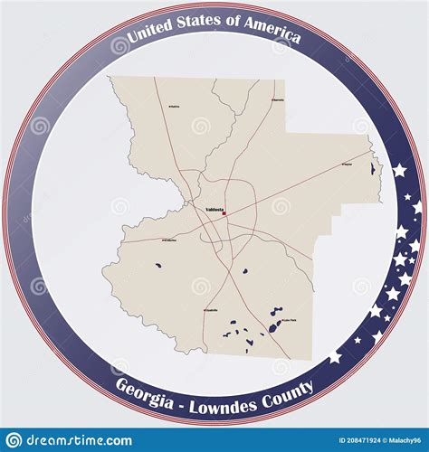 Map Of Lowndes County In Georgia Stock Vector Illustration Of City Federal 208471924