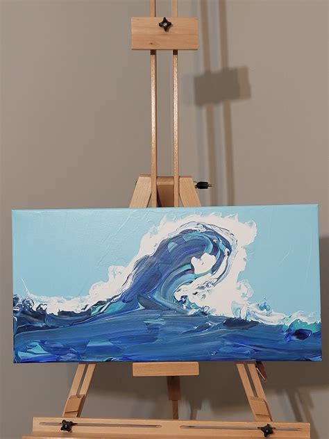 Wave Acrylic Pour Painting 12x24 Canvas Art Etsy