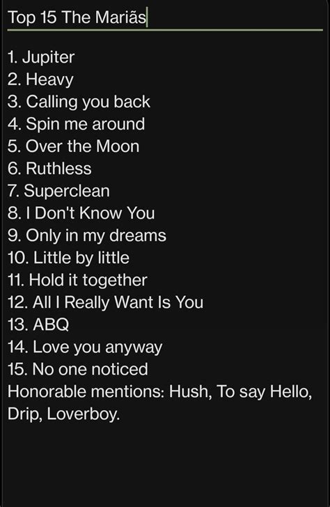 Decided to make a top 15 of my favorite songs from The Mariãs : r/theMarias