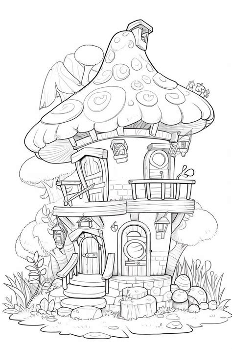 Magical House Coloring Page - Whimsical World