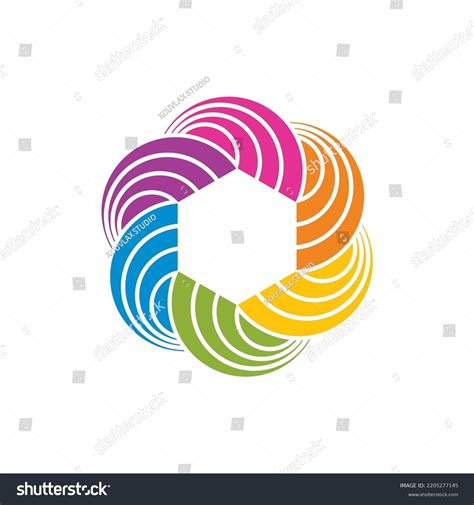 Hexagon Rainbow Wave Logo Design Template Stock Vector (Royalty Free ...