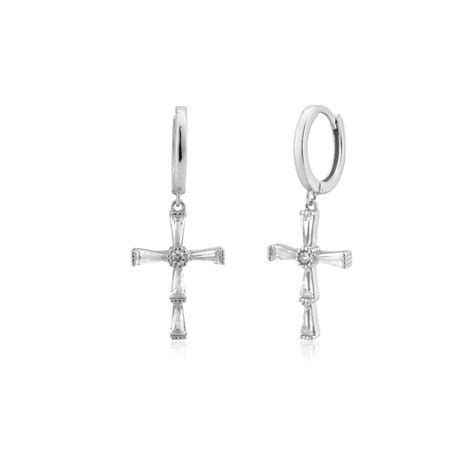 Boucles D Oreilles Croix Platine Bijoux Chr Tiens