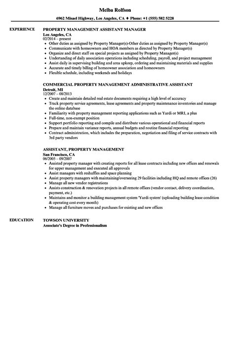 Property Management Assistant Resume Samples Velvet Jobs