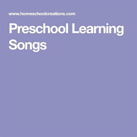 Preschool Learning Songs | Preschool learning, Preschool, Childrens songs