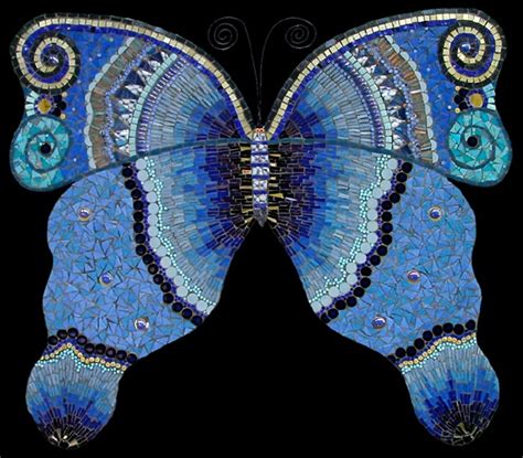 Irina Charny Blue Butterfly Мозаичное искусство Стеклянная мозаика