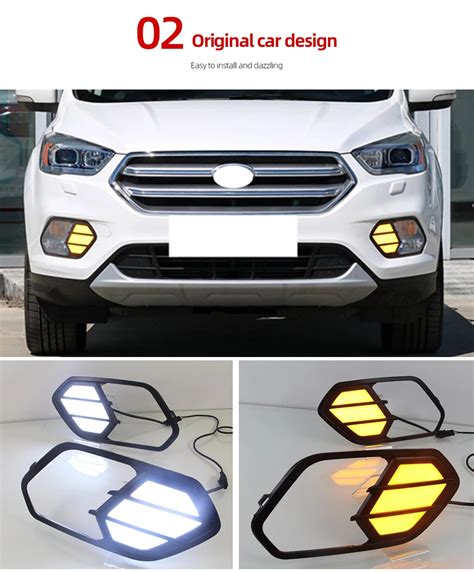 Car Flashing 1pair DRL For Ford Kuga Escape 2016 2017 2018 LED Daytime