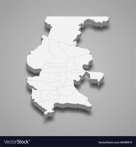 D Isometric Map Of Quiche Is A Province Of Vector Image