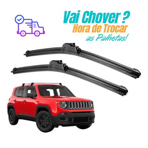 Kit Palhetas Limpador Parabrisa Dianteiro Silicone Jeep Renegade