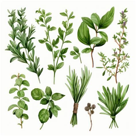 Premium Photo Watercolor Herbs And Spices Clipart Thyme Basil Parsley