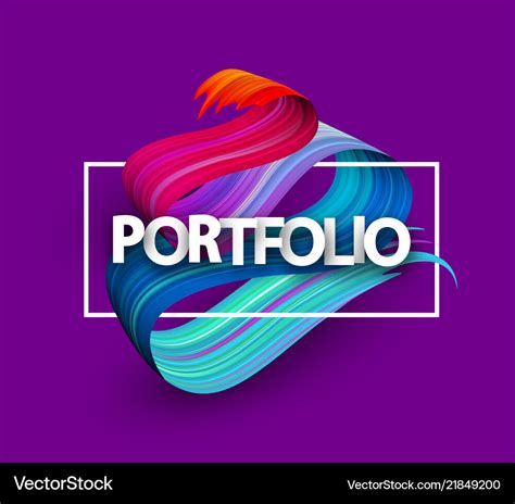 Purple portfolio poster with colorful brush Vector Image