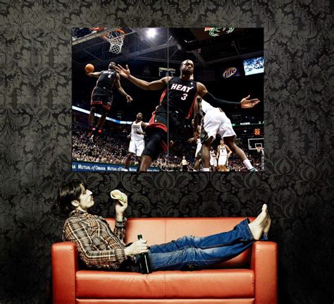 LeBron James Dwyane Wade Alley Oop NBA Huge 47x35 Print POSTER