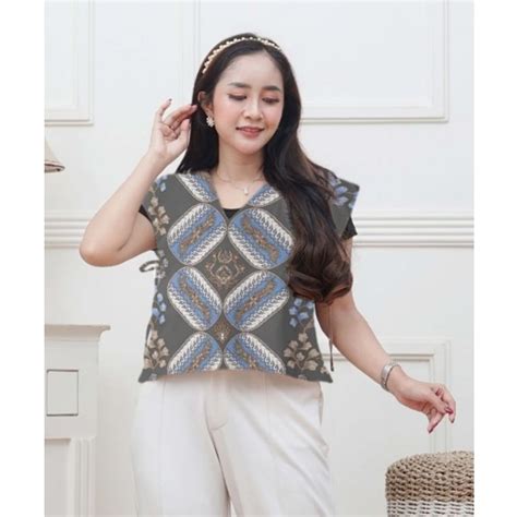 Jual New Vest Batik Atasan Wanita Rompi Baju Kantor Kekinian Shopee