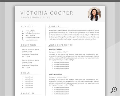 resume template word professional resume template minimalist etsy