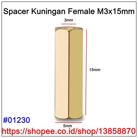 Jual Spacer Female Pcb Kuningan M X Mm Hexagonal Tiang Kaki Besi Pcb