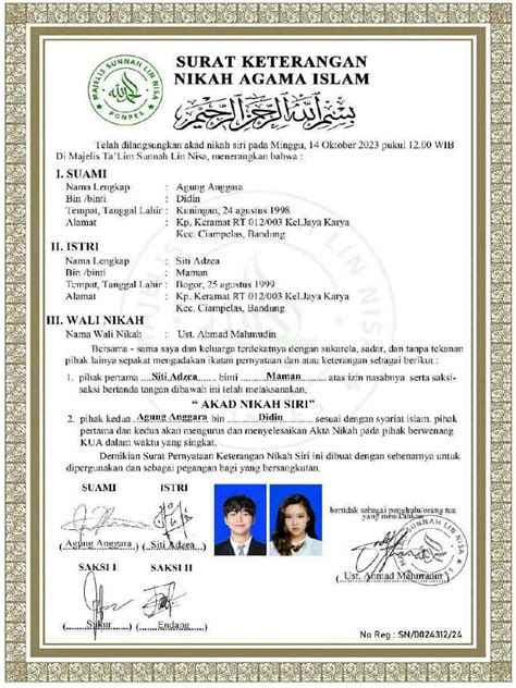 Sampel Surat Nikah Sirih Pdf