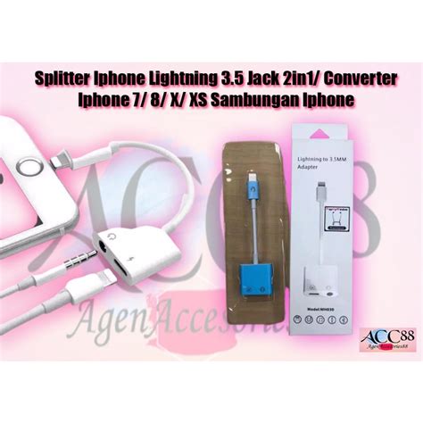 Jual Splitter Iphone Lightning 3 5 Jack 2in1 Converter Iphone 7 8 X