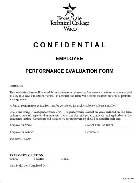 Employee Performance Evaluation Template - Free Template Download ...