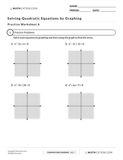 Solving Quadratic Equations By Graphing Worksheet Practice And