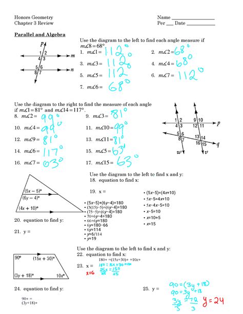 Chapter 3 Geometry Review Honors Geometry Name