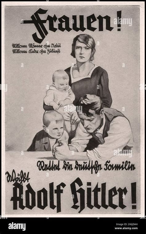 1932 Nazi Election Poster 'Women save The German Family' "Vote For Adolf Hitler" Nazi Election ...