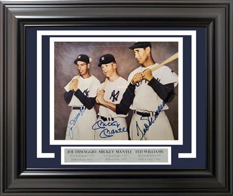 Mickey Mantle Joe DiMaggio Ted Williams Autographed Signed Framed