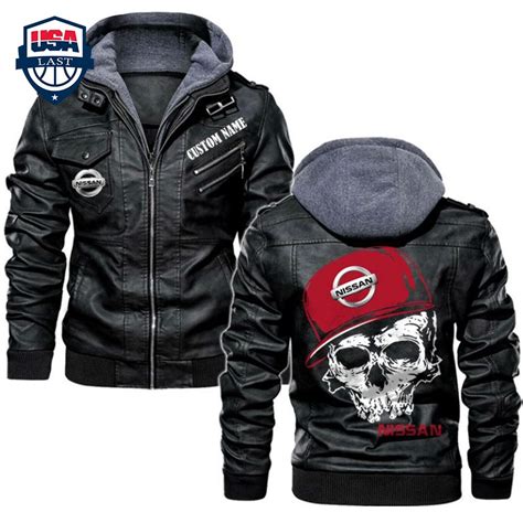 Hot Personalized Name Nissan Skull Hat Leather Jacket