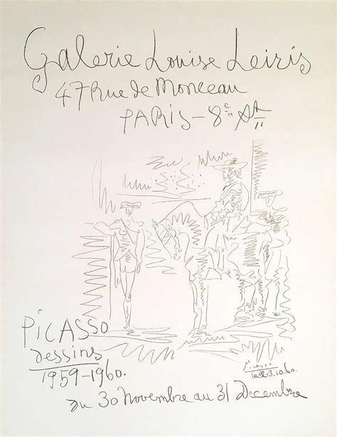 Original Vintage Pablo Picasso Gallery Poster Galerie Louise Leiris