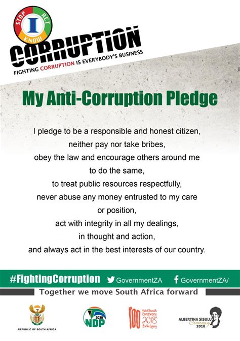 Anti Corruption Pledge South African Government