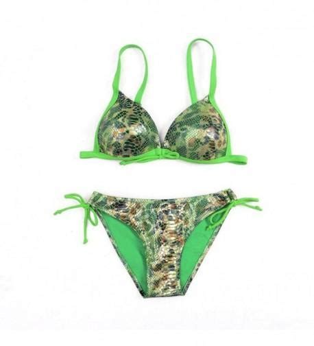 Women S Sexy Snake Pattern Padded Two Pieces Swimwear Swimsuit Bikini Set Green Cm N Qwgx