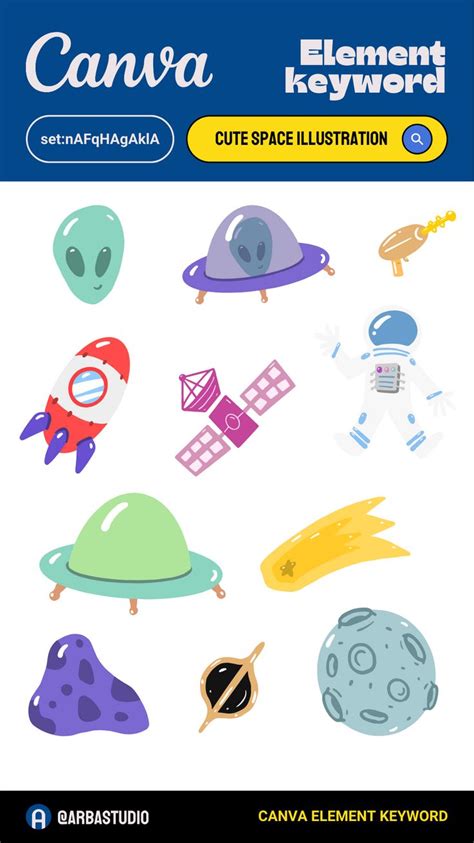 Canva Element Keyword Cute Space Illustration Collection Set