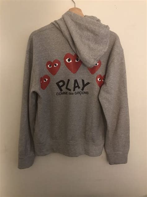 Comme des Garcons Comme des Garcons Play Grey Zip Up Hoodie | Grailed