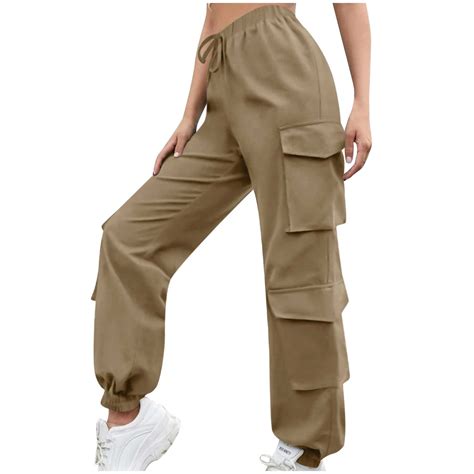 Htnbo Womens Wide Leg Cargo Sweat Pants High Waisted Loose Fit Casual