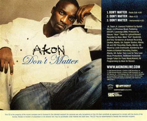 Akon - Don't Matter (CD, Single, Promo) | Discogs