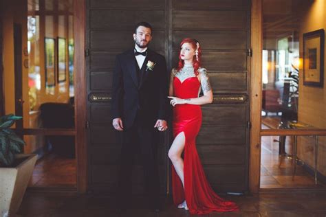 This Jessica Rabbit Bridal Look Made Our Jaws Drop Red Dress Dresses