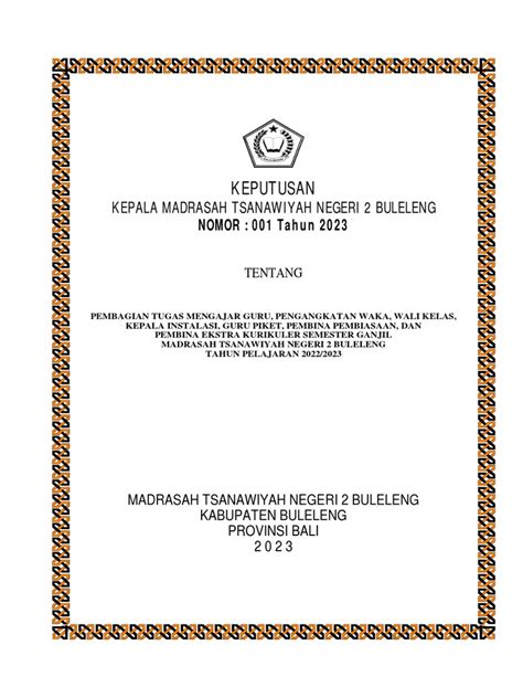 Sk Pembagian Tugas Mengajar 2022 2023 Smt 2 Rev Pdf