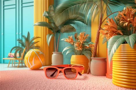 Premium Photo Summer Vibes 3d Render