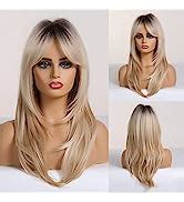 Amazon Magqoo Blonde Wig For Women Long Curly Wavy Ombre Blonde