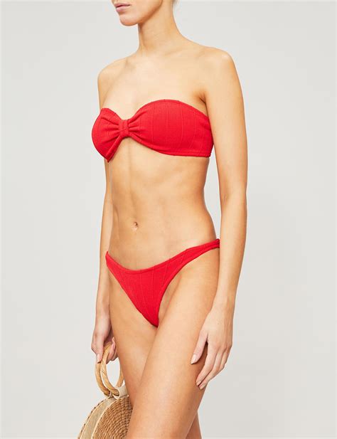 Hunza G Jean Nile Bandeau Bikini Set In Red Lyst