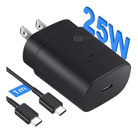 Cargador Super Carga Rapida Tipo C 25w Para Samsung S21 S20 Color Negro