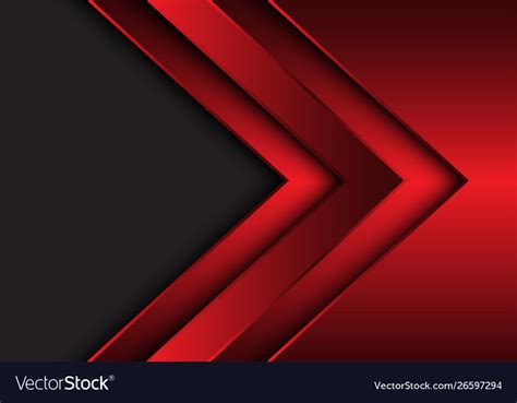 Abstract Red Metallic Arrow Direction With Grey Vector Image