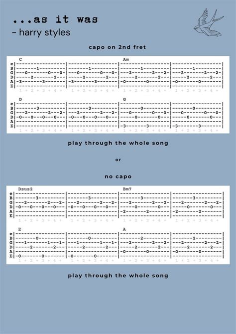 As It Was Harry Styles Guitar Picking Pattern Gitarre Lieder