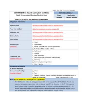 Fillable Online Bphc Hrsa Form 1A GENERAL INFORMATION WORKSHEET Bphc