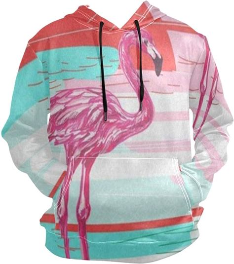 Hoodie For Men With Design Unisex Novelty Hoodies For Adults Pink Flamingo Clothing