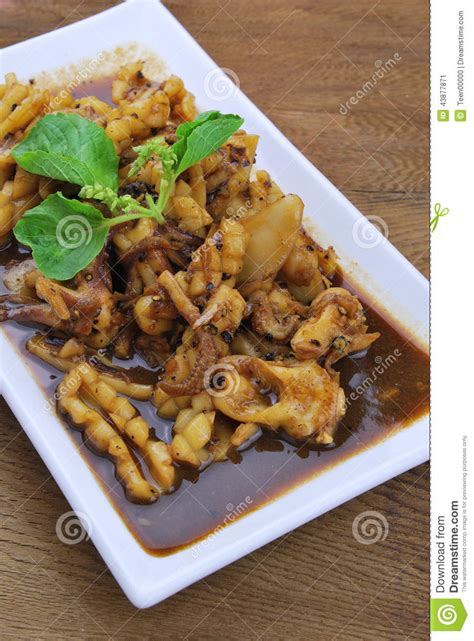 Squid Chinese Stir Fried Squid With Black Pepper Stock Image Image