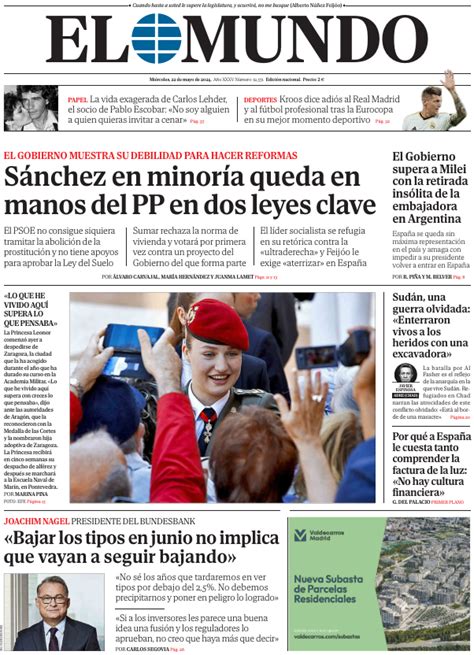 Portada de EL MUNDO del miércoles 22 de mayo de 2024 Medios