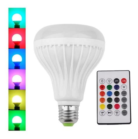 Foco Led W Bocina Multicolor Rgb Bluetooth Control Remoto