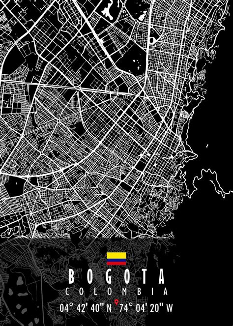 Bogota Map Colombia Poster By Artistic Paradigms Displate